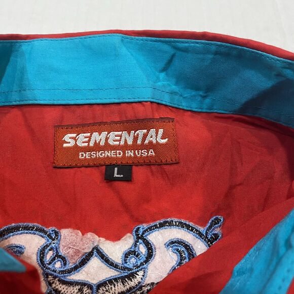 Rancho Semental Estilo Reparo Shirt Red rojo Manga Larga long sleeve Large - Picture 3 of 13